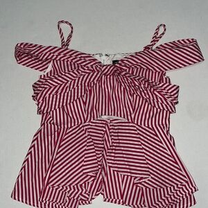 Pink Candy striped cropped blouse